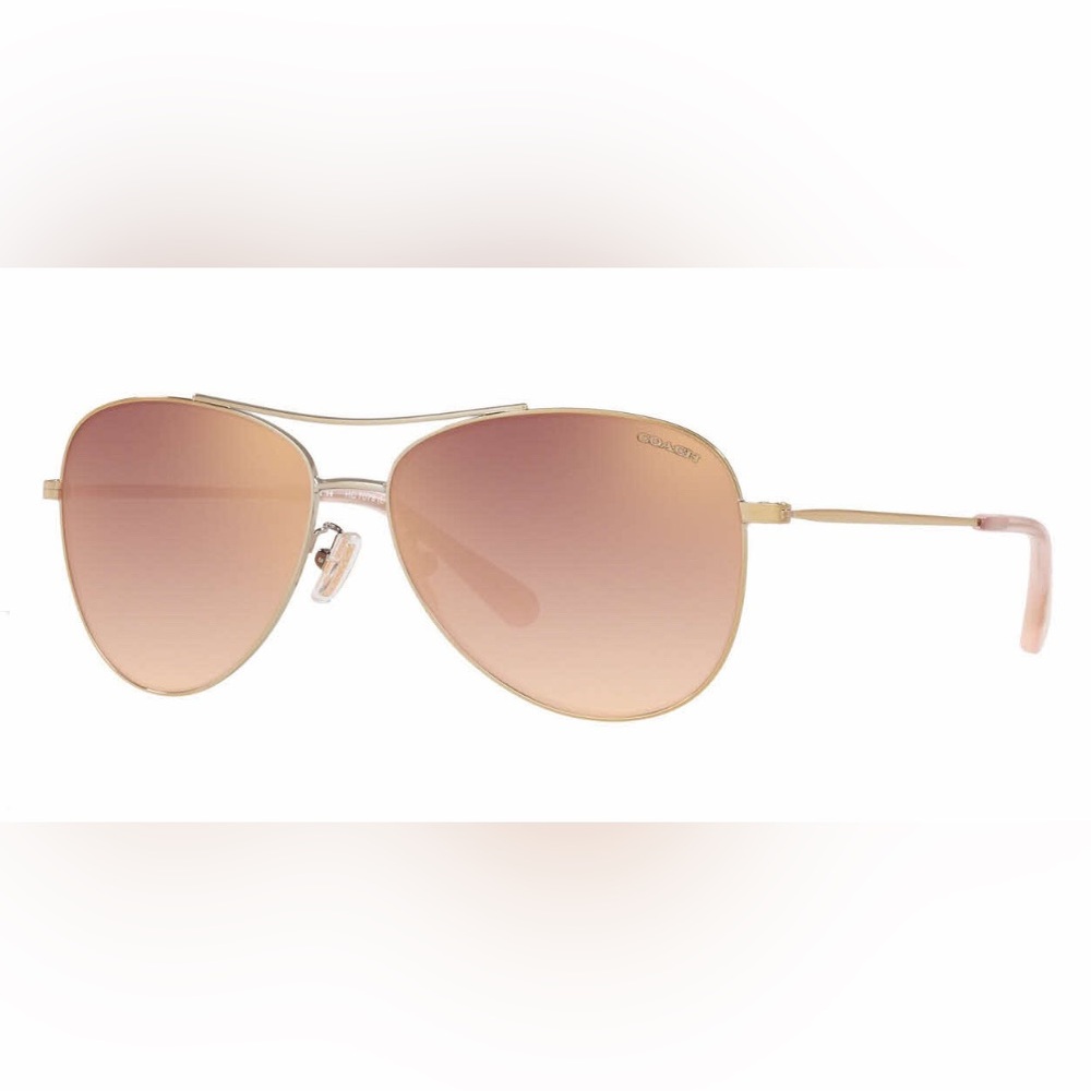 COACH Sunglasses - Shiny Light Gold / Rose Gold Gradient Flash Lens (90056F) - Picture 3 of 7